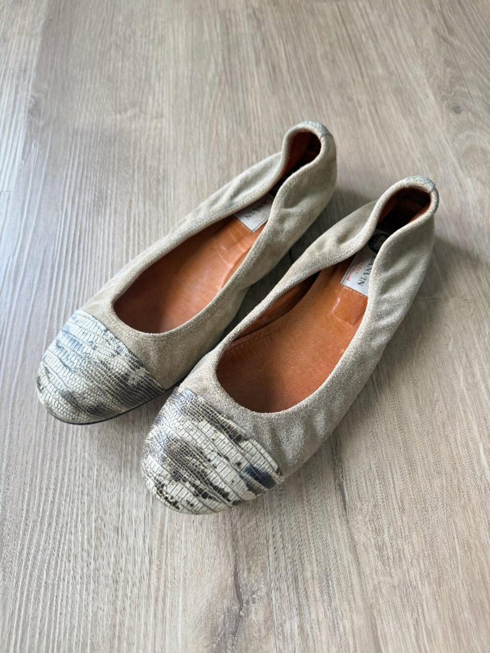 Lanvin Paris Suede Lizard Cap Toe Flat 39